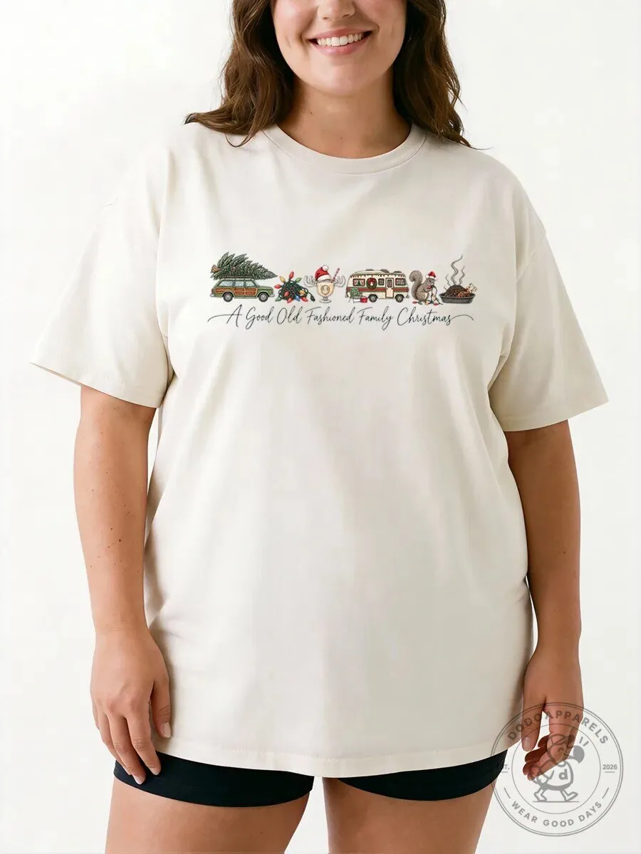 A Good Old Fashioned Family Christmas Vintage Graphic T-Shirt