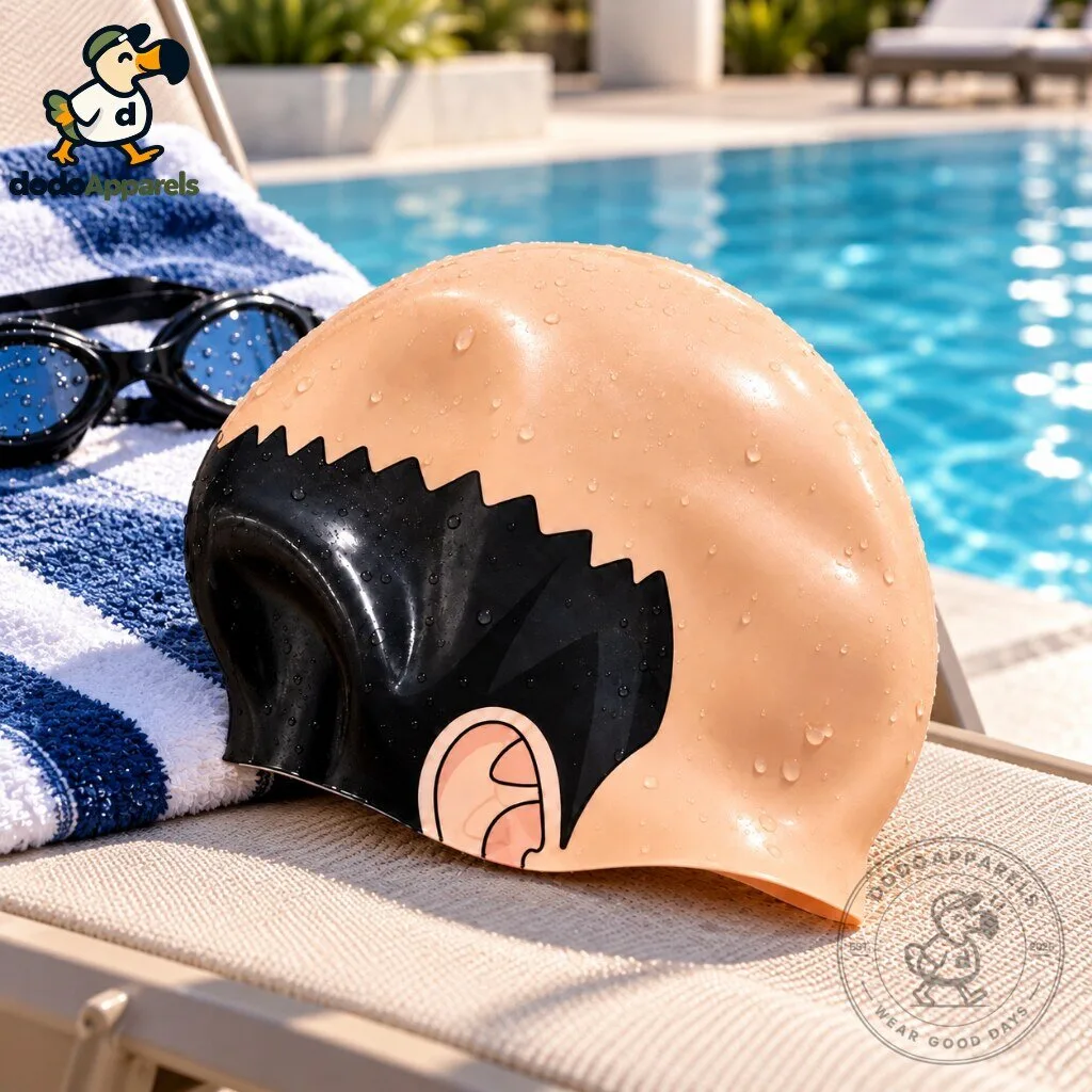 Funny Bald Head Swim Cap Novelty Water Sports Gear