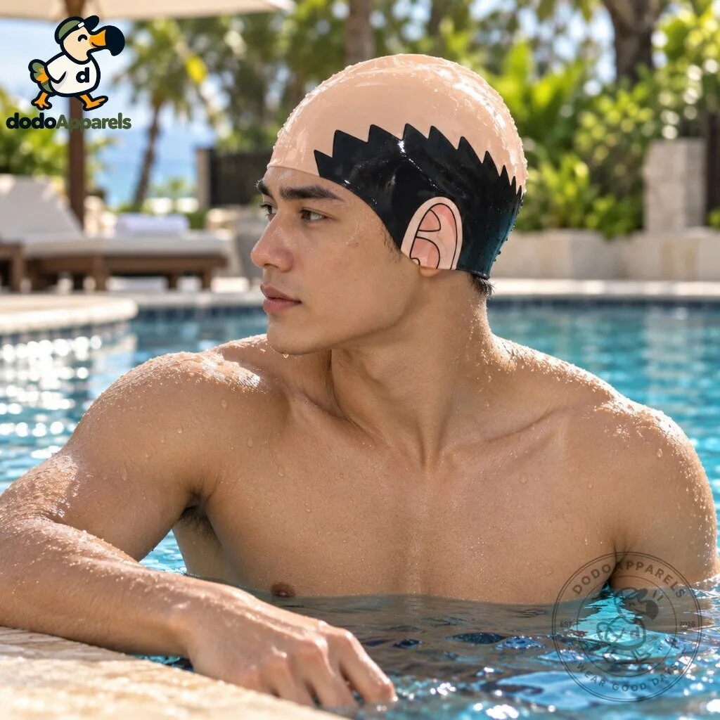 Funny Bald Head Swim Cap Novelty Water Sports Gear 5 Funny Bald Head Swim Cap Novelty Water Sports Gear